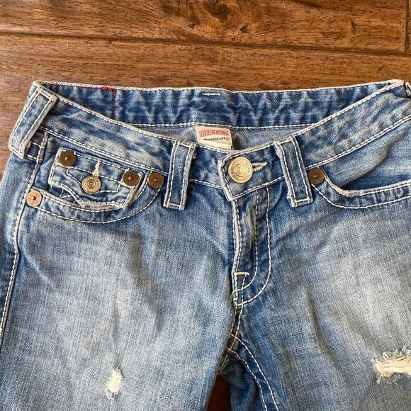 True Religion Joey Burmuda Shorts Denim Low Rise Women's 28 Made in USA - Picture 4 of 10